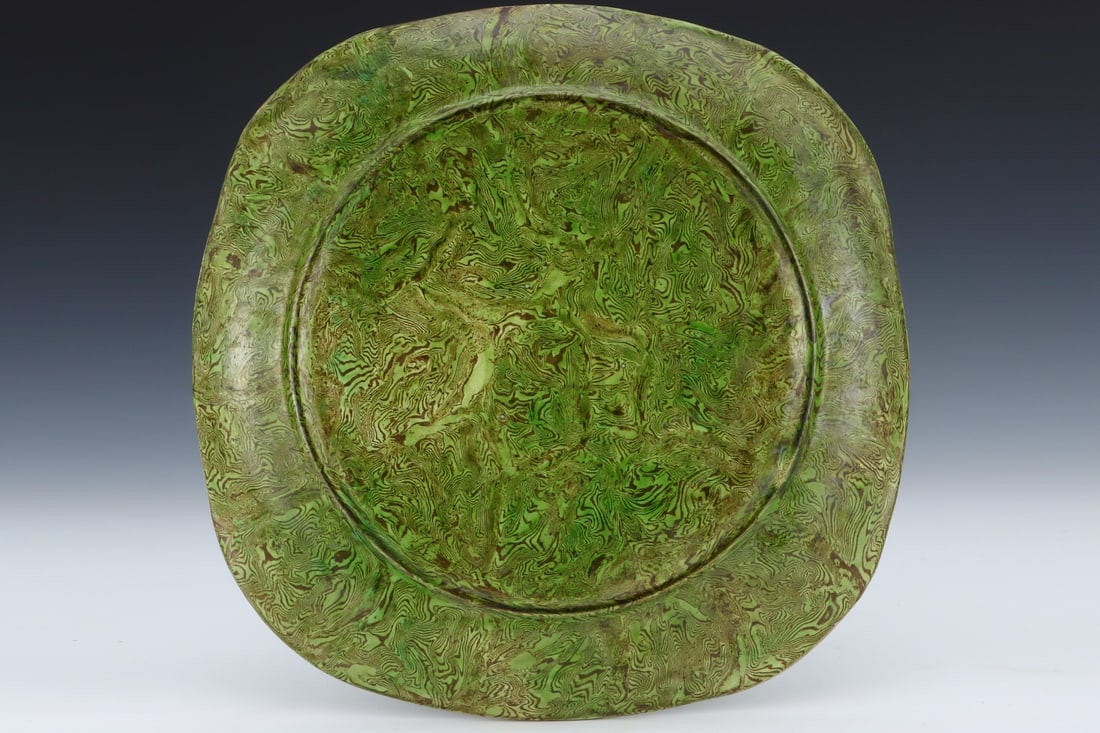 An Exquisite Marbled Clay Buddha Pattern Plate - 5