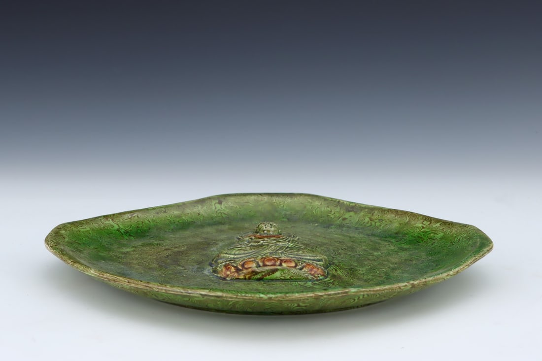 An Exquisite Marbled Clay Buddha Pattern Plate - 9