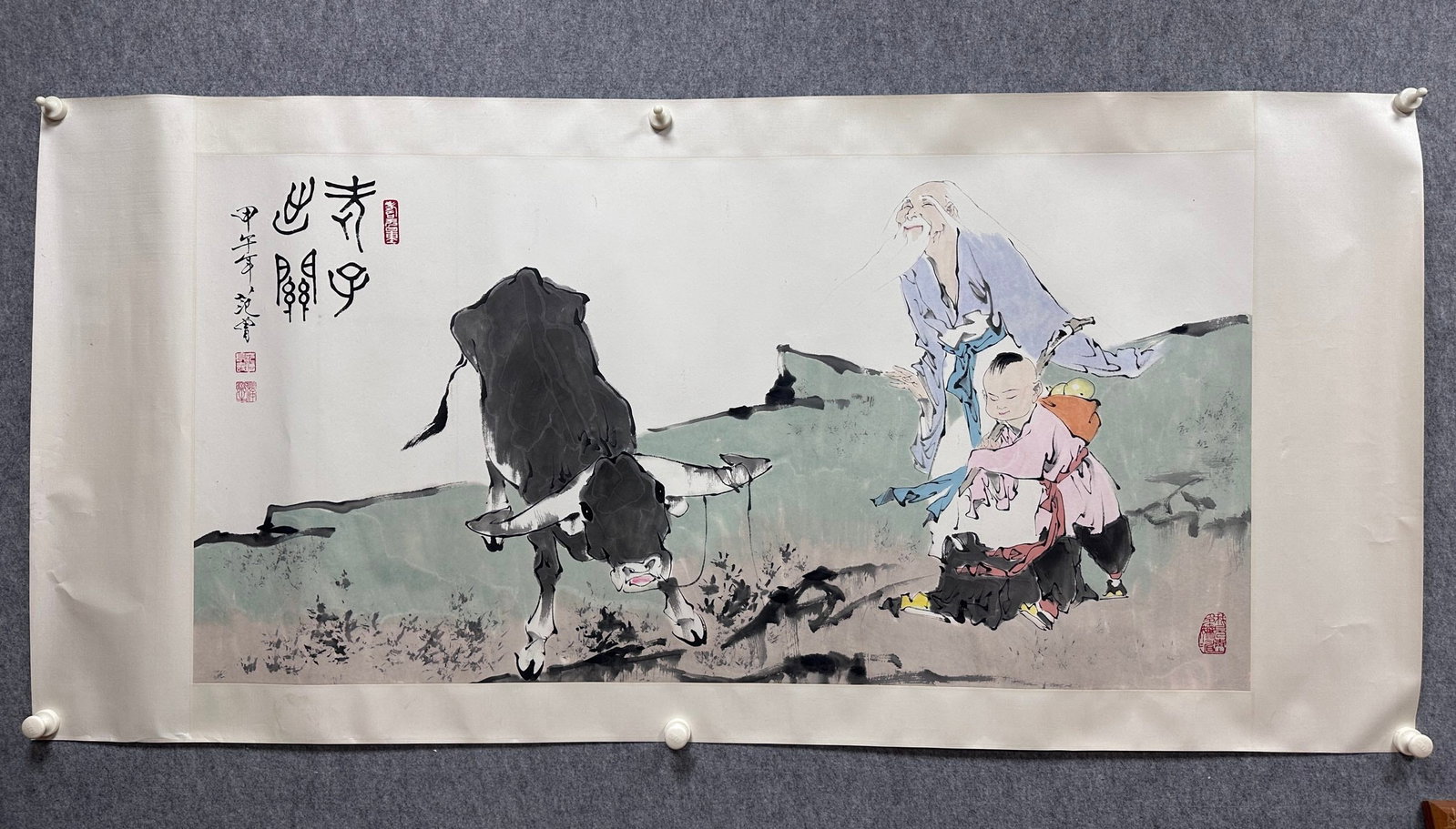 A Chinese Ink Painting of Figures on Paper: A Chinese Ink Painting of Figures on Paper,Modern Time of China,Fan Zeng,without frame size:26.8inx53.9in 一幅中国水墨纸本人物画,Ű