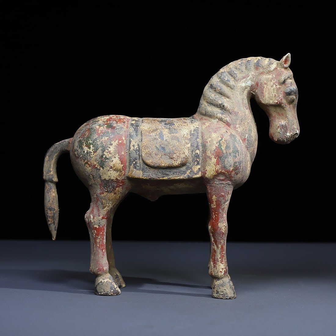 An Exquisite Copper Painted Color Horse Ornament: An Exquisite Copper Painted Color Horse Ornament,Han Dynasty, China,Size:8.5inx8.9in ,Weight:1145g 铜彩绘马摆件,中国汉代