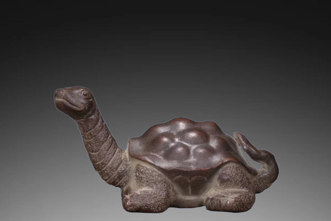 An Exquisite Purple Sands Tortoise Tea Pet: An Exquisite Purple Sands Tortoise Tea Pet,Qing Dynasty, China,With Mark,Size:4.5inx3inx2.2in 紫砂龟茶宠,中国清代,带款