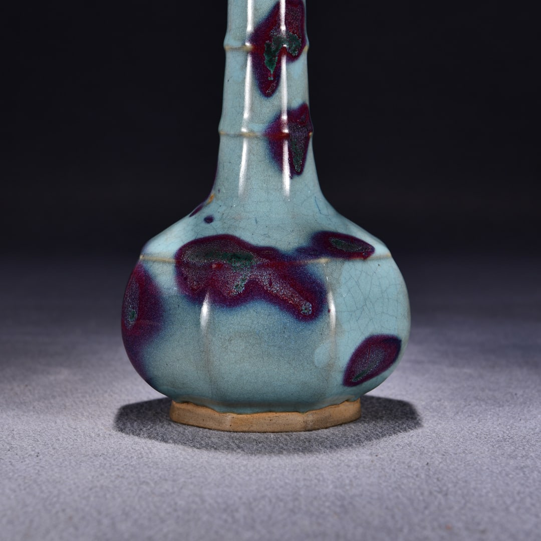 An Exquisite Jun Ware Blue Glazed Red Spot string pattern Vase - 7