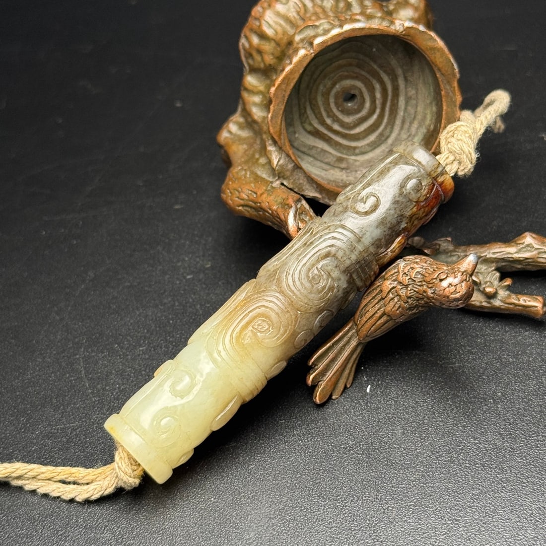An Exquisite Hotan Jade Beast-Face Pattern Accessory - 4