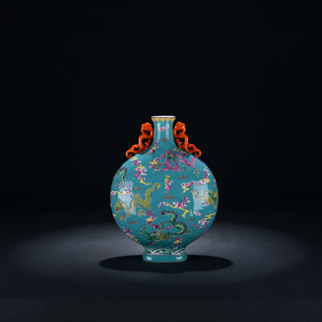 An Exquisite Enamel Dragon Pattern Vase - 5