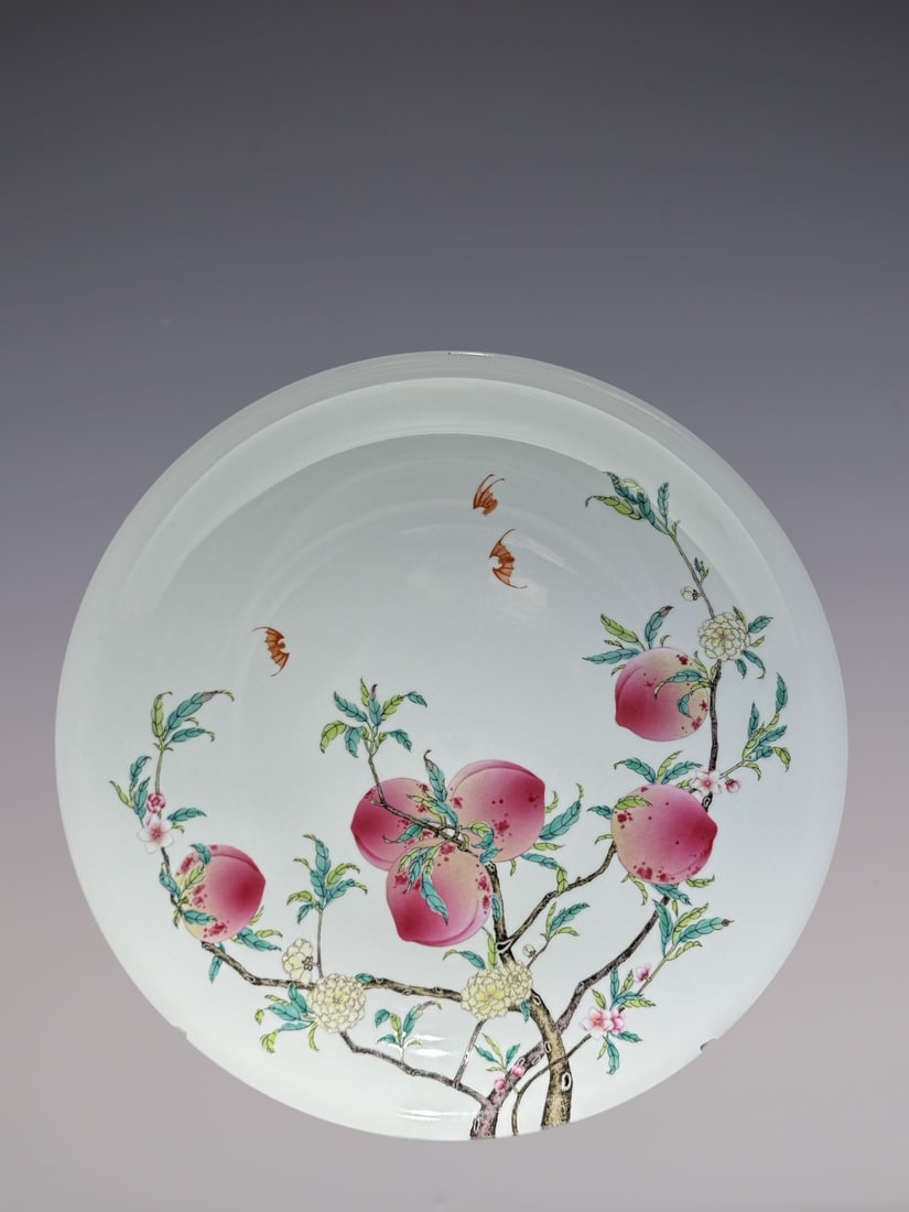 A Huge Famille-Rose Bats and Peach Pattern Plate (1 of 8)