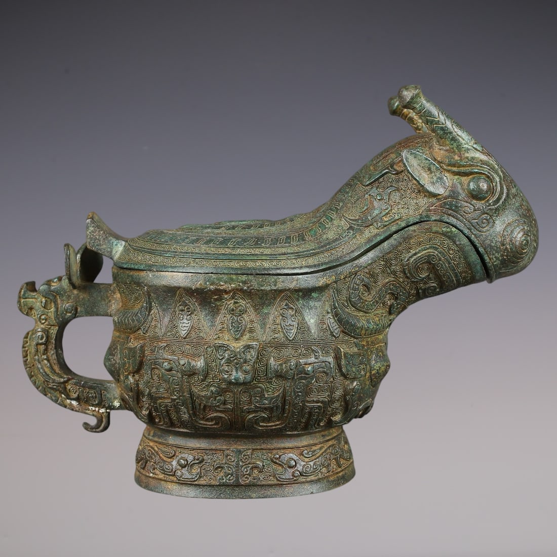 An Archaic Bronze Beast-Shaped Cup,With Inscription: An Archaic Bronze Beast-Shaped Cup,With Inscription,W.Zhou ,