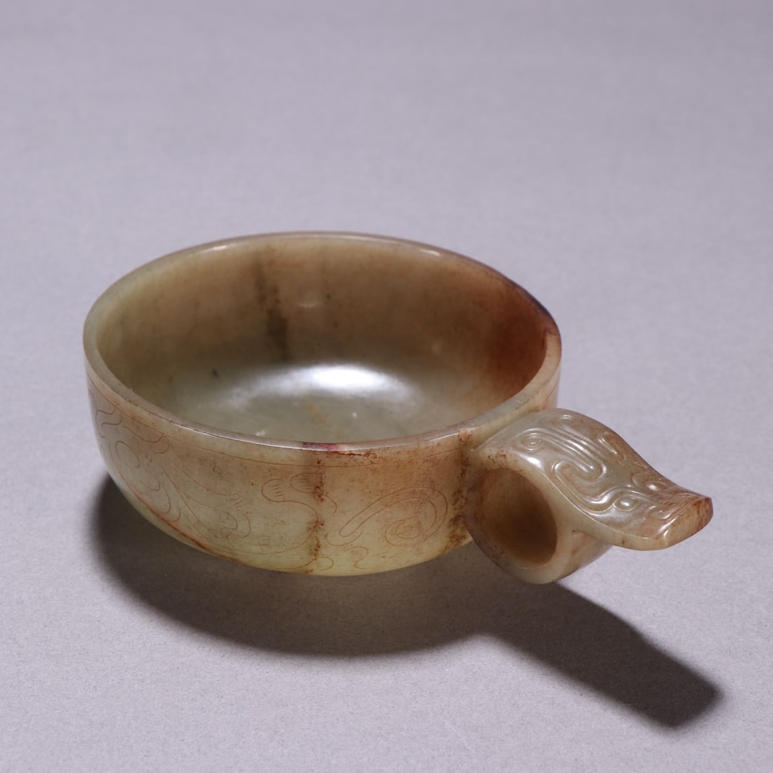 An Exquisite White Jade Chi-Dragon Pattern Cup - 2