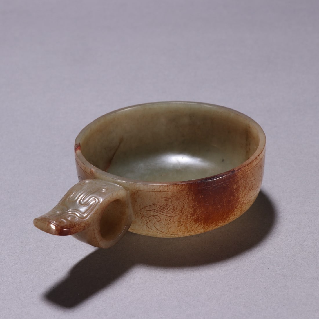 An Exquisite White Jade Chi-Dragon Pattern Cup - 3