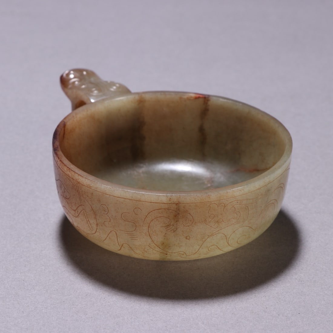 An Exquisite White Jade Chi-Dragon Pattern Cup - 5