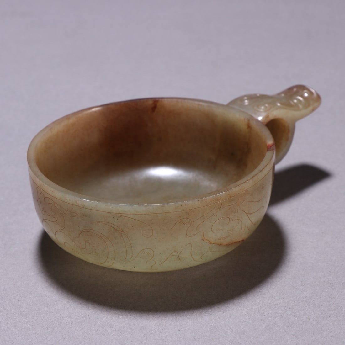 An Exquisite White Jade Chi-Dragon Pattern Cup - 6