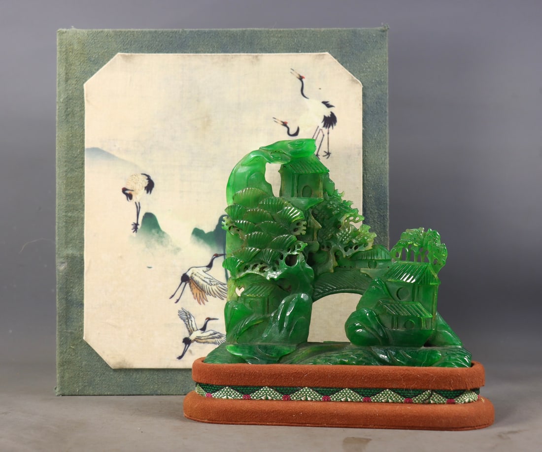 An Exquisite Jadeite Rockery Ornament,With Poem (1 of 9)