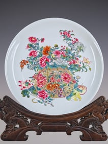 A Rare Enamel Flower Pattern Plate