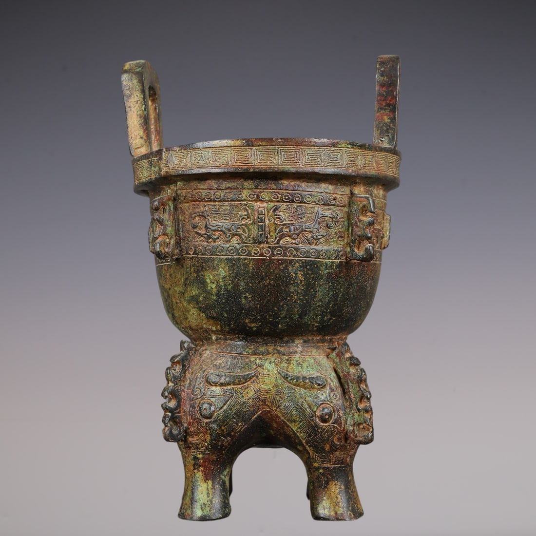 An Archaic Bronze Beast-Face Pattern Double-Ears Four Legs Censer: An Archaic Bronze Beast-Face Pattern Double-Ears Four Legs Censer,W.Zhou ,