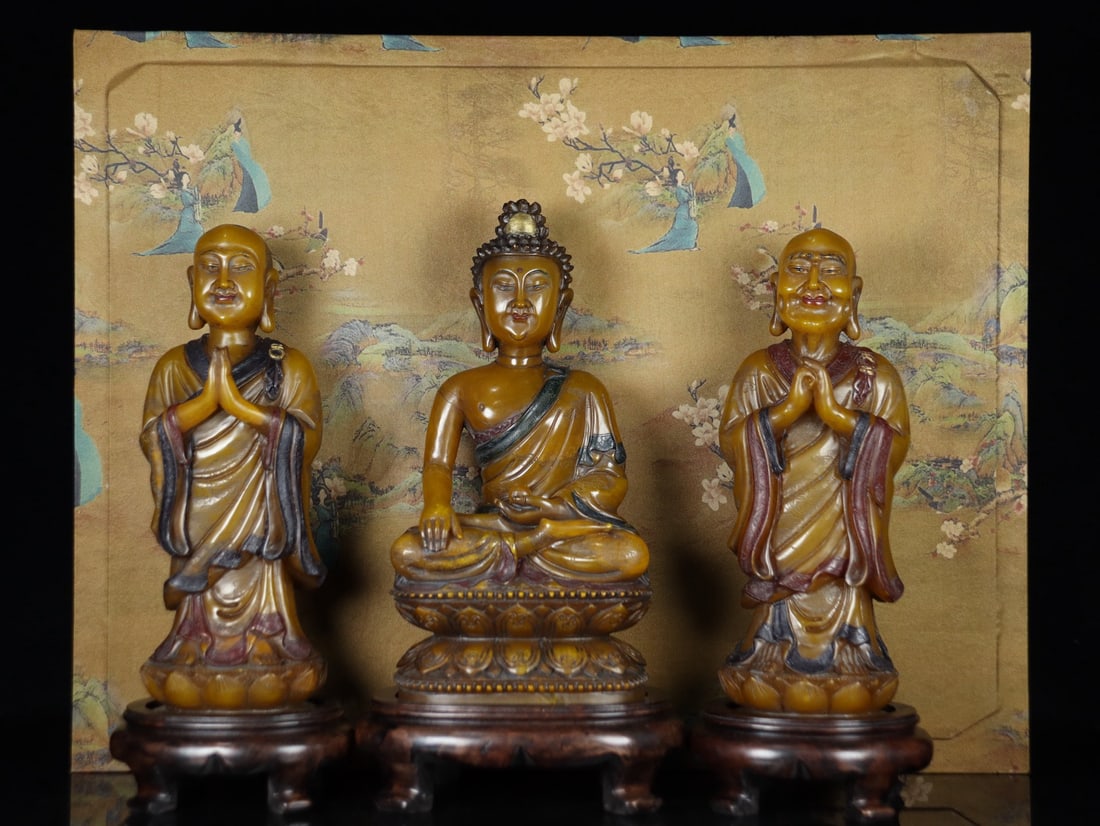 A Set of Fine Tianhuang Stone Buddha Statue Ornaments (1 of 9)