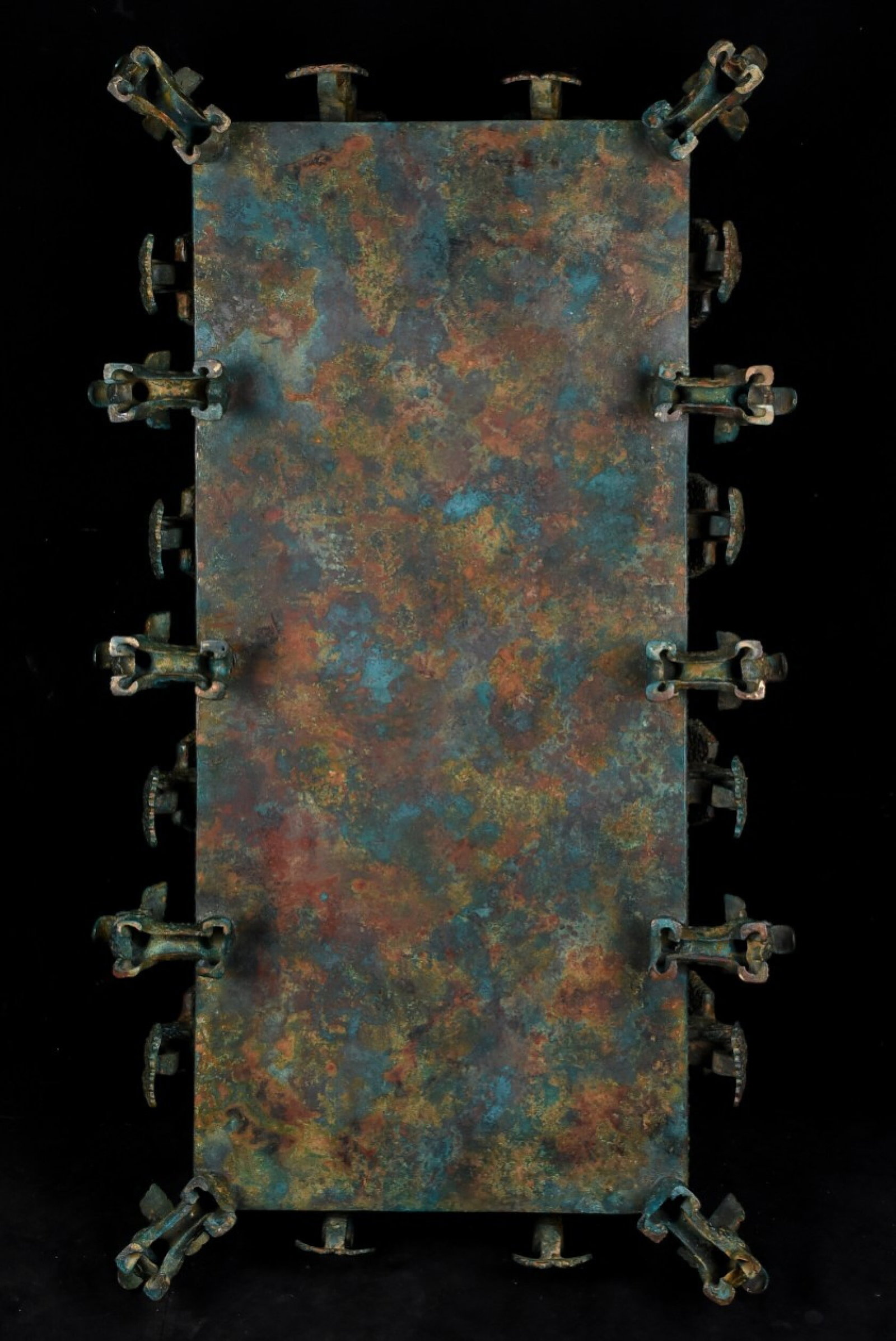 A Fine Openwork Bronze Square Ban With Dragon Pattern - 9