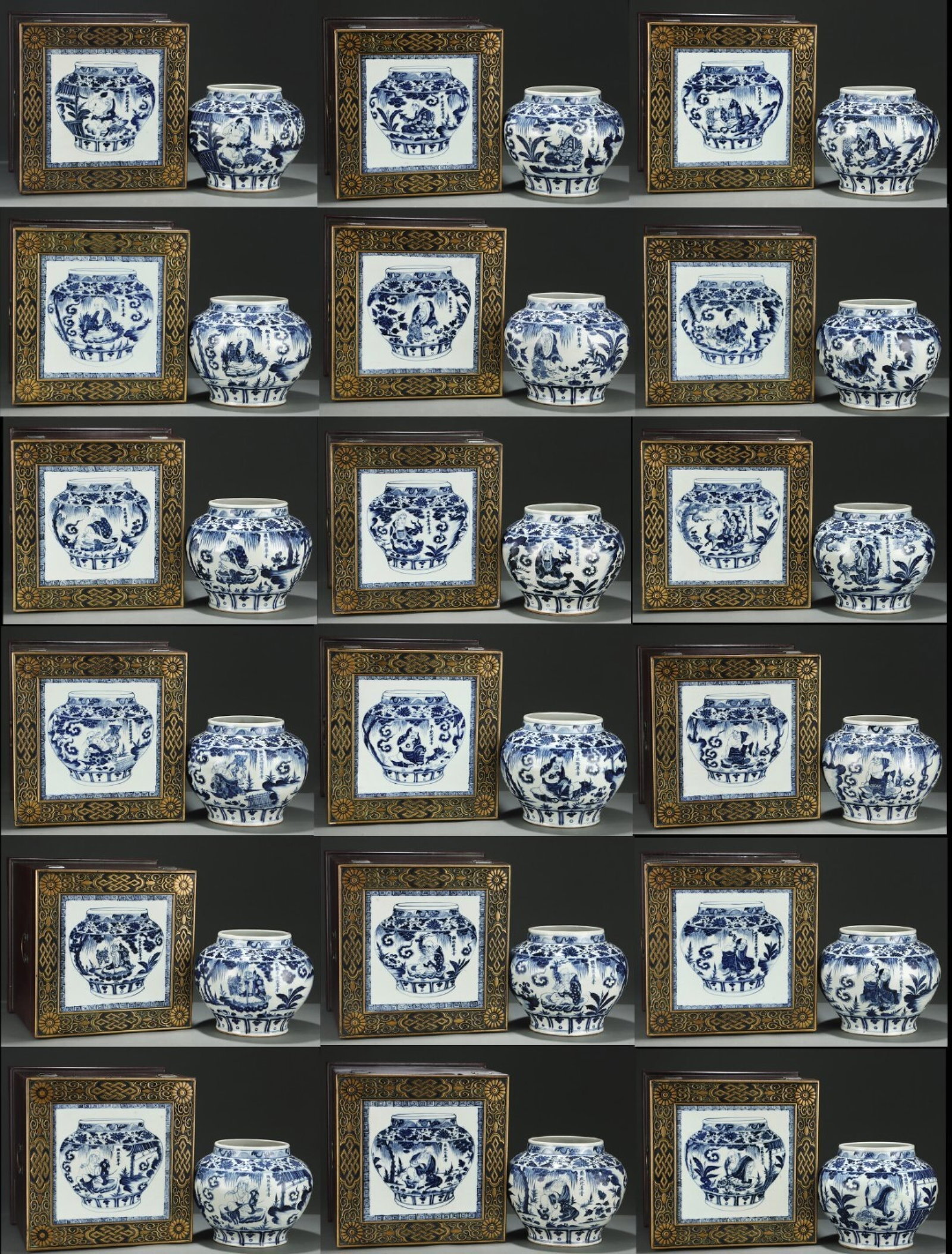 A Set Of Exquisite Blue And White Jars Painted With Eighteen Arhats (1 of 9)