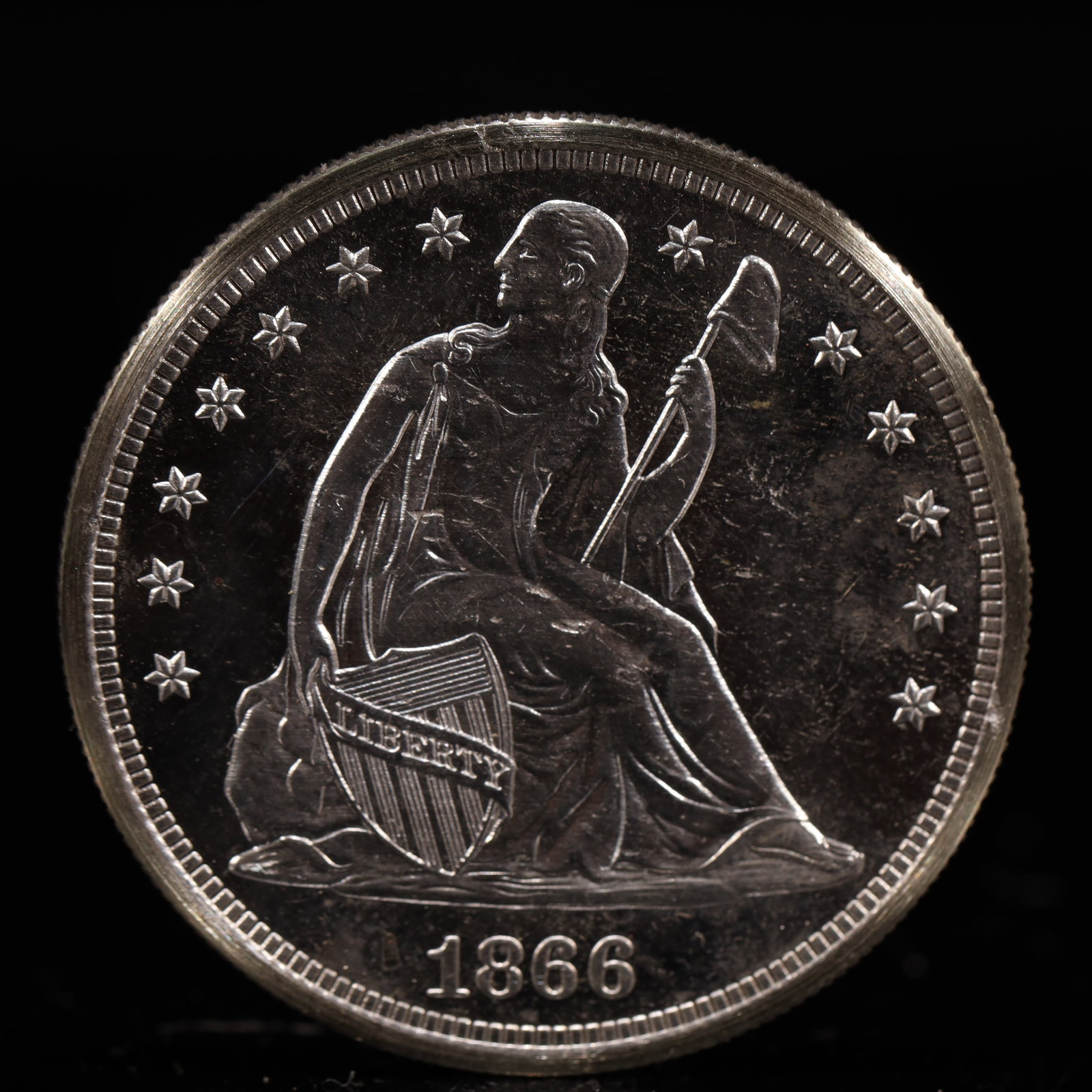 USA One Dollar 1866 Coin: American coin. IN GOD WE TRUST / LIBERTY / 1866 / UNITED STATES OF AMERICA / ONE DOL. Weight:26.9g.