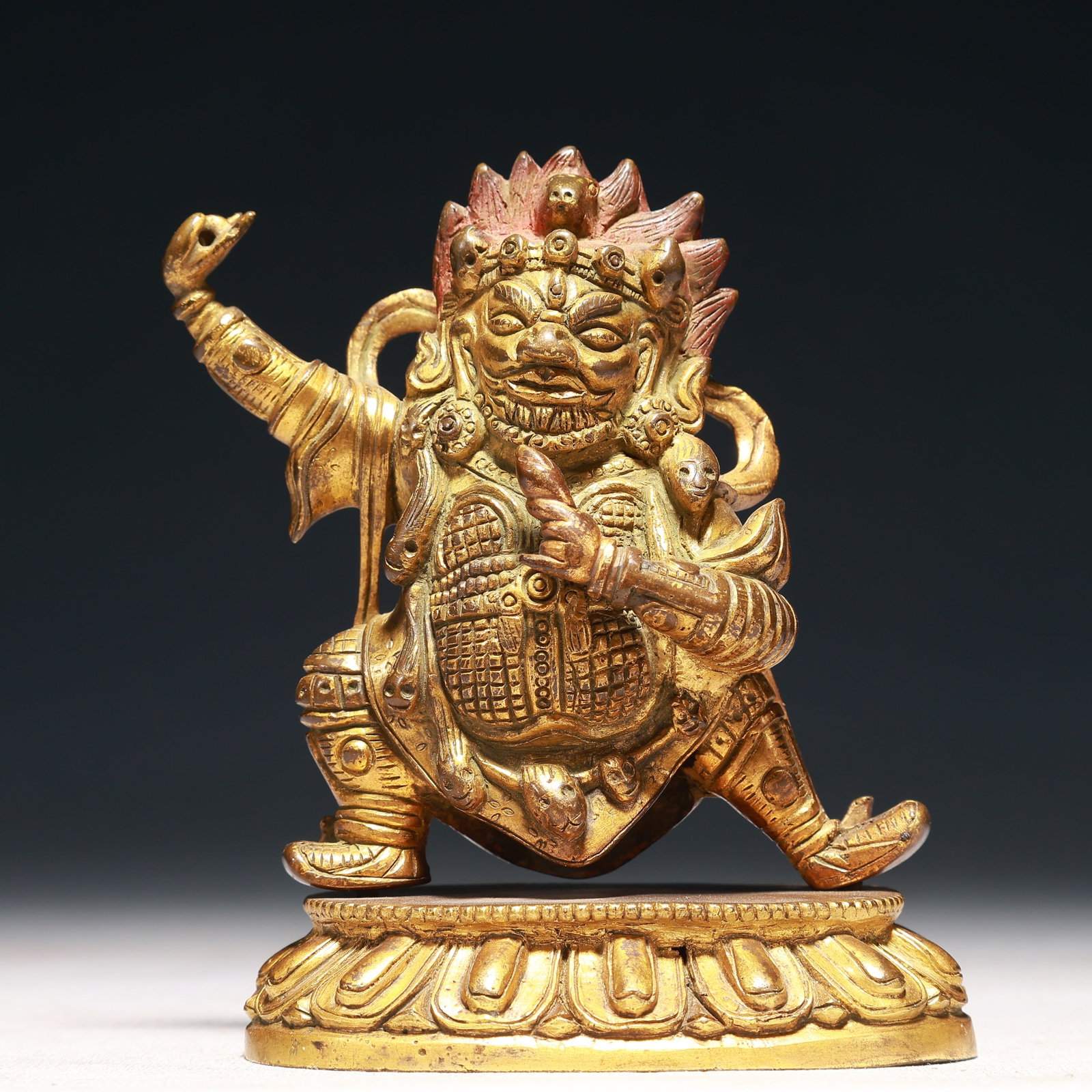 A Solemn Gilt Bronze Statue of Vajra: A Solemn Gilt Bronze Statue of Vajra,Qing Dynasty,China,Size:3.5inx2.2inx4.3in,Weight:500g 铜鎏金金刚像,中国清代