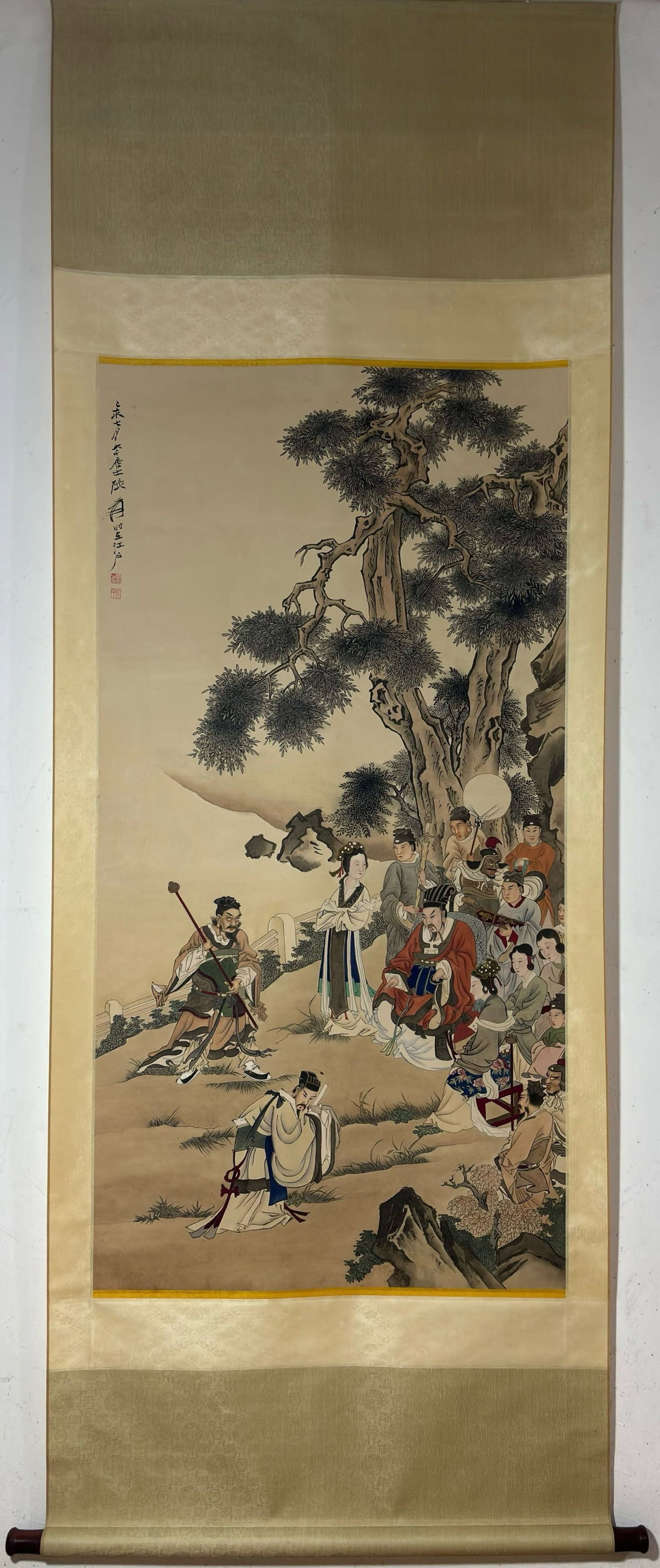 A ChineseInk?on?PaperHangingScroll,FigurePainting: A ChineseInk‑on‑PaperHangingScroll,FigurePainting,Zhang Daqian,Without frame Size:51.8inx26.4in,一副中国水墨人物图纸本