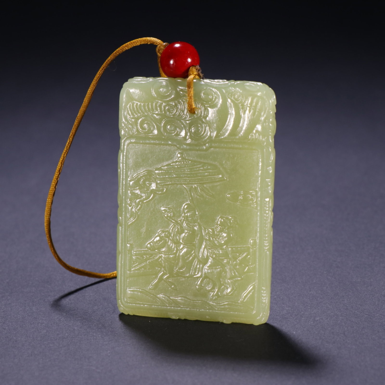 An Exquisite Yellow Jade Pendant With Figure Story Scene (1 of 8)