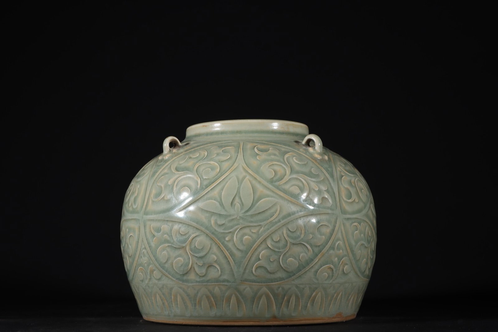 An Exquisite Yaozhou Kiln Three-Handled Jar With Carved Floral Patterns (1 of 9)