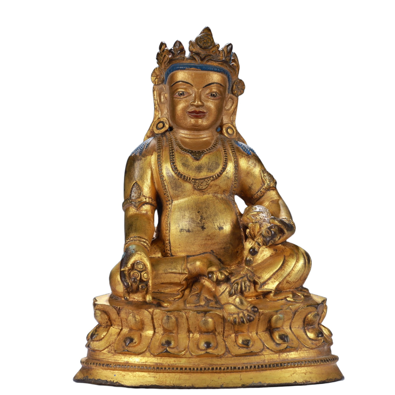 A Solemn Gilt Bronze Statue of Mammon: A Solemn Gilt Bronze Statue of Mammon,Qing Dynasty, China,Size:4.7inx2.4inx6.3in,Weight:800g 铜鎏金财神像,中国清代