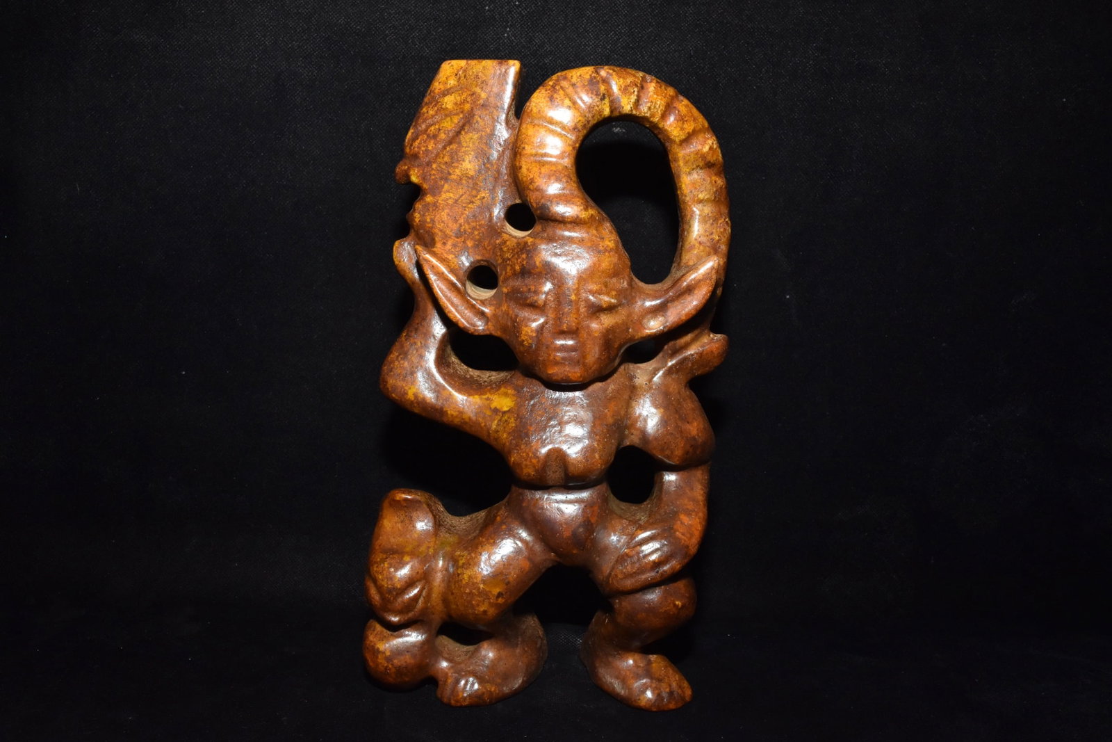 A Fine White Jade Deity Ornament: A Fine White Jade Deity Ornament,Hongshan Culture,Dimensions:9.8inx 5.5in,Weight:2530g,白玉神人摆件,红山文化