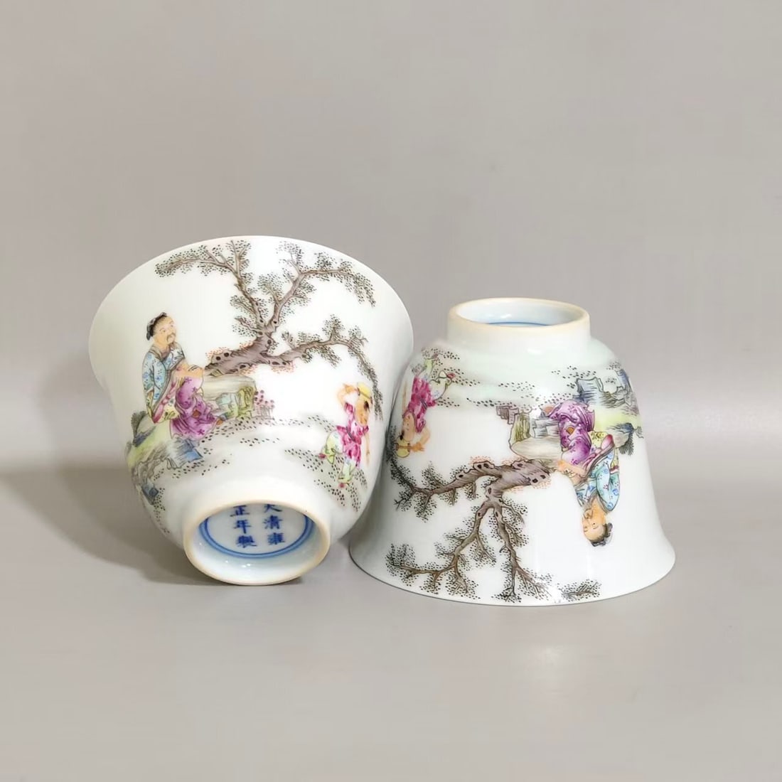 A Pair Of Exquisite Cups Painted With Famille Rose Scene Of Lu Yu Brewing Tea (1 of 9)