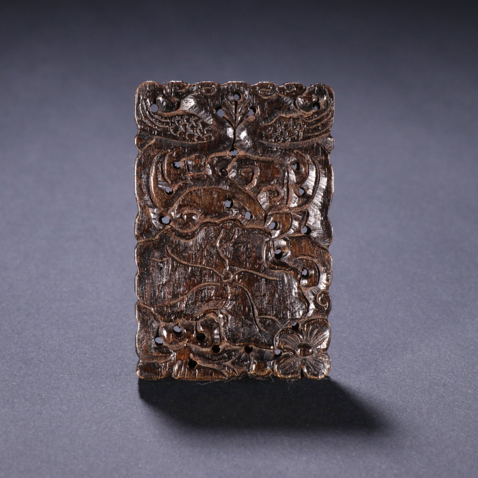 An Exquisite Agarwood Hollow Plaque Carved With Lotus Pattern (1 of 9)