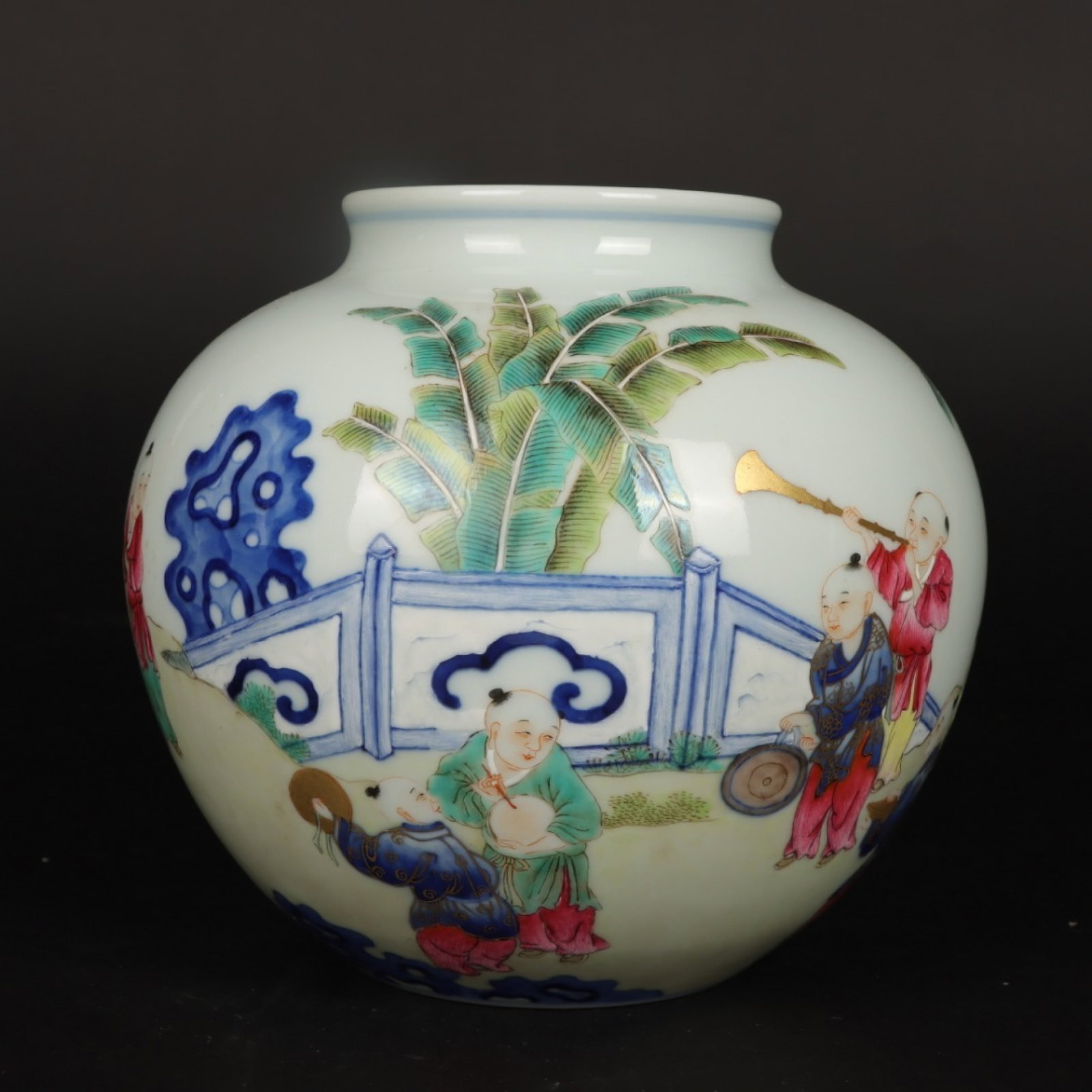 A Fine Underglaze Blue & Wucai Jar With Boys Celebrating Spring (1 of 9)