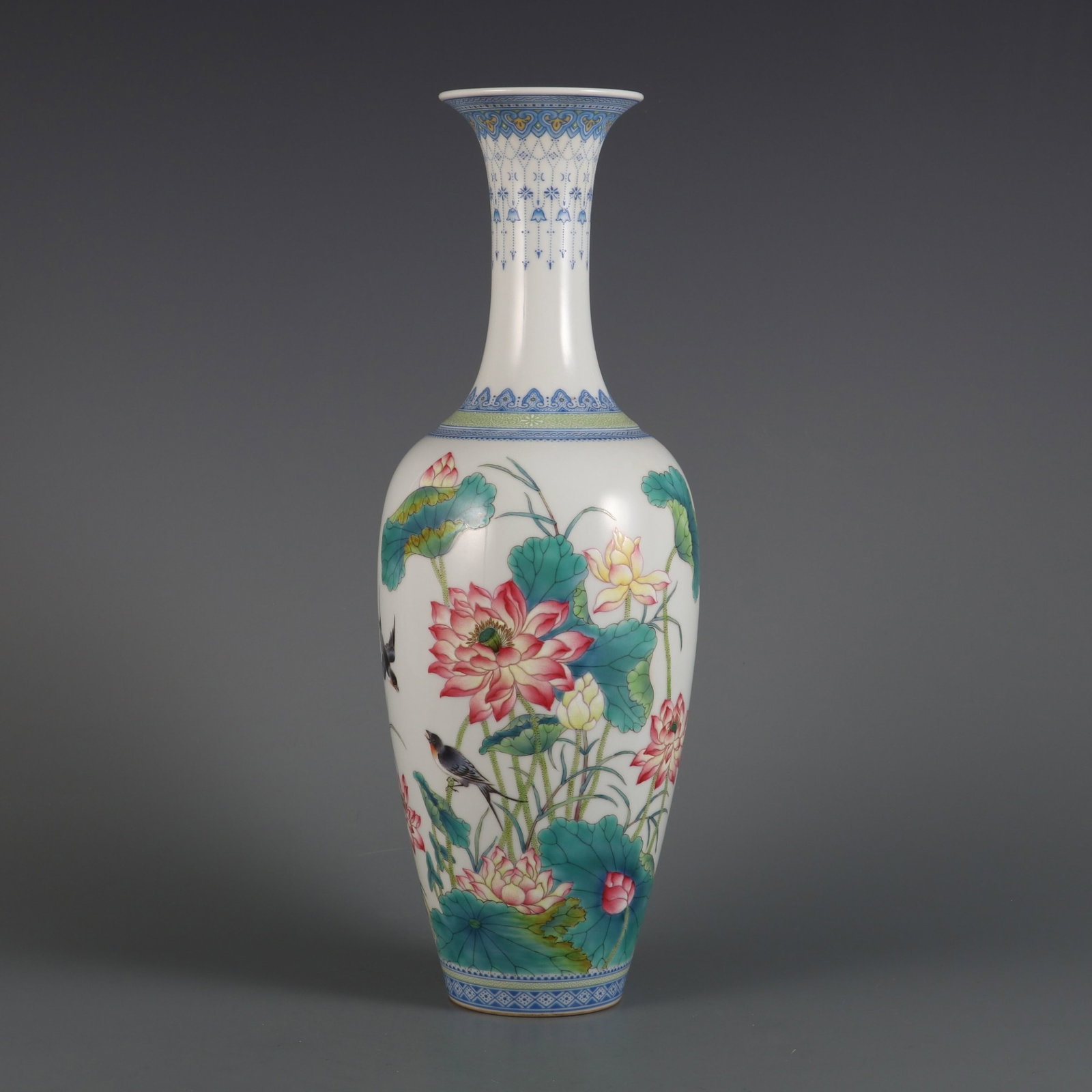 An Exquisite falangcai flower and bird guanyin vase, (1 of 9)