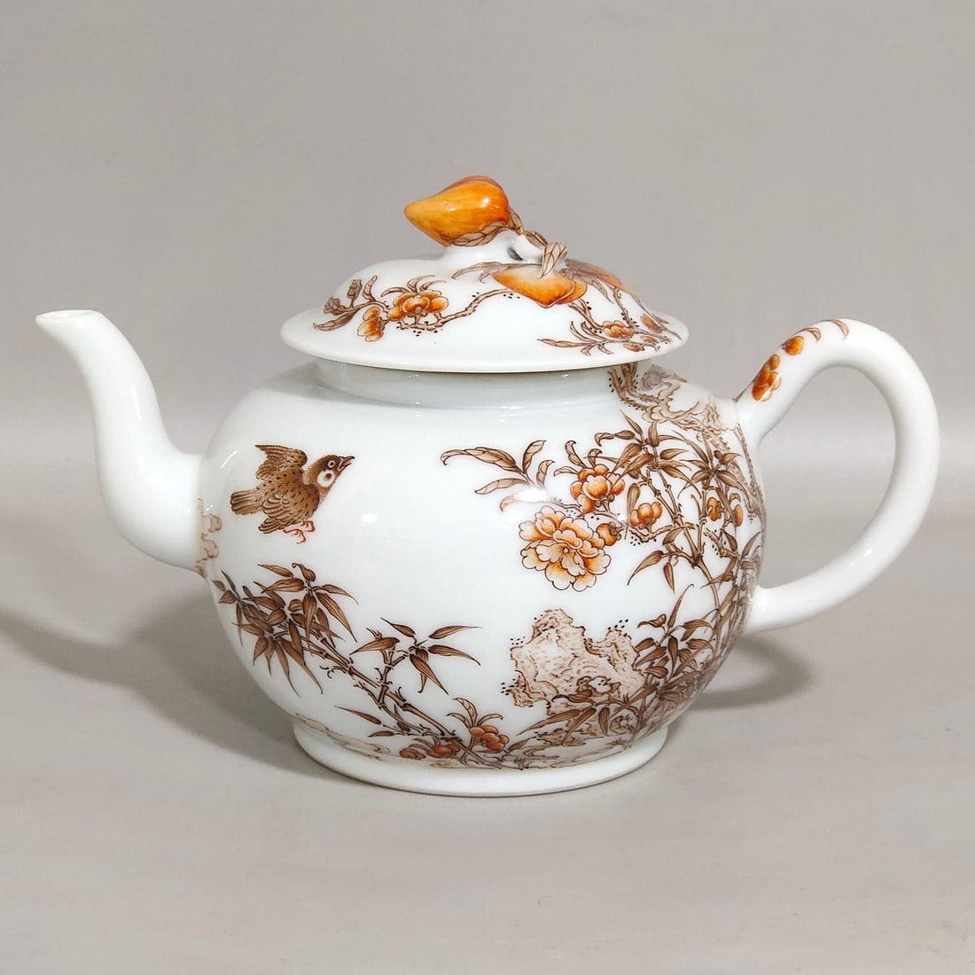An Exquisite Ink-Color Teapot Adorned With Flower And Bird Paintings And Inscribed Poems (1 of 8)