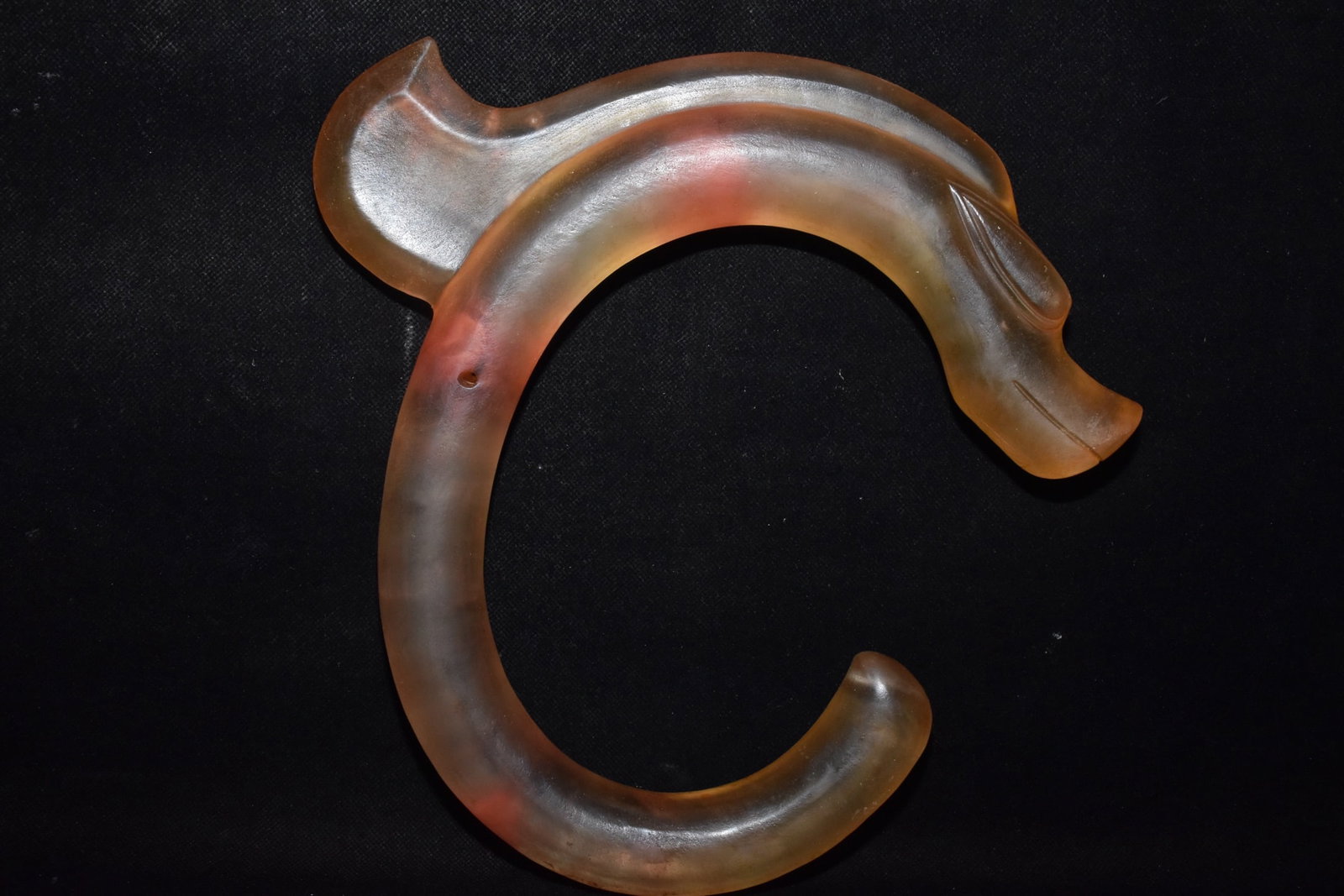 A Fine Rock Crystal C?Shaped Dragon: A Fine Rock Crystal C‑Shaped Dragon,Hongshan Culture,Dimensions:10.2inx 9.8in,Weight:1170g,水晶C形龙,红山文化