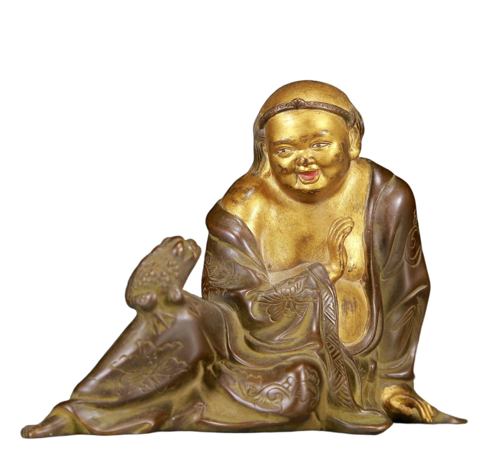 A Solemn Gilt Bronze Buddha Statue: A Solemn Gilt Bronze Buddha Statue,Qing Dynasty, China,Size:7.1inx3.1inx4.7in,Weight:1095g 铜鎏金佛像，清代