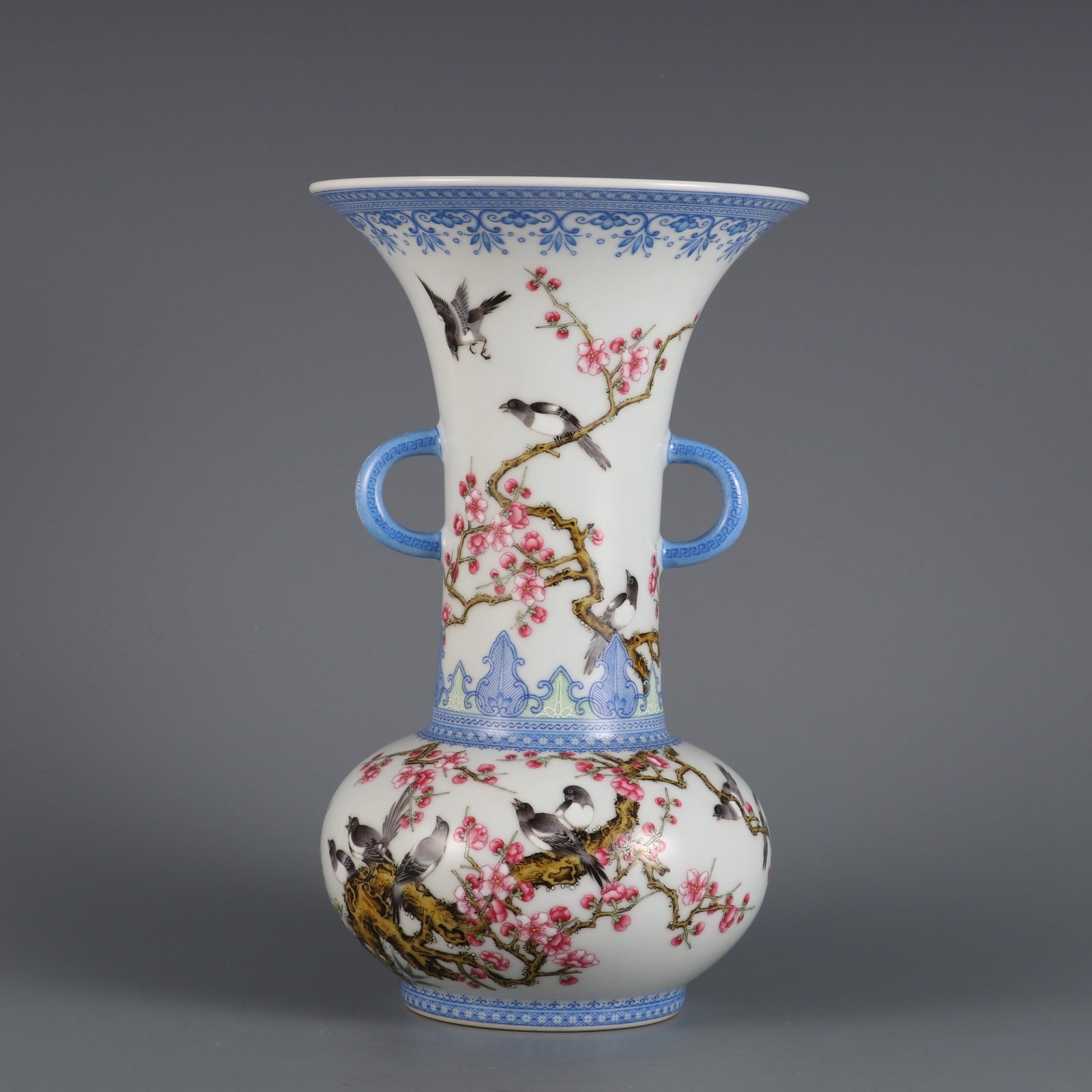An Exquisite falangcai twelve double happiness double-ear flower holder, (1 of 9)