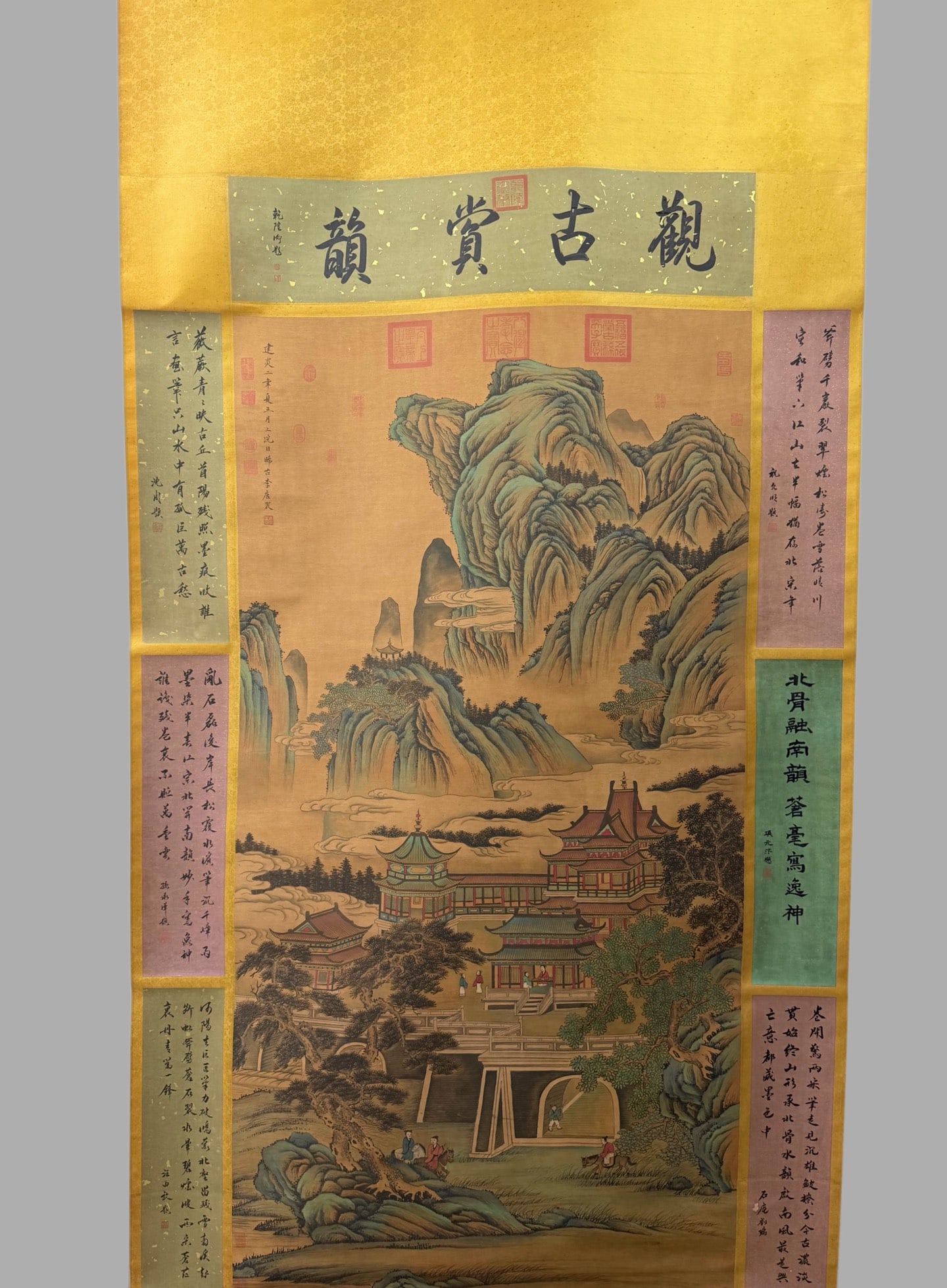 A Chinese Vertical Scroll Ink Painting of Landscape and Figure on Silk,Li Tang: A Chinese Vertical Scroll Ink Painting of Landscape and Figure on Silk,Li Tang,Size 36.6inx71.7in 一幅中国水墨绢本山水人物ஹ