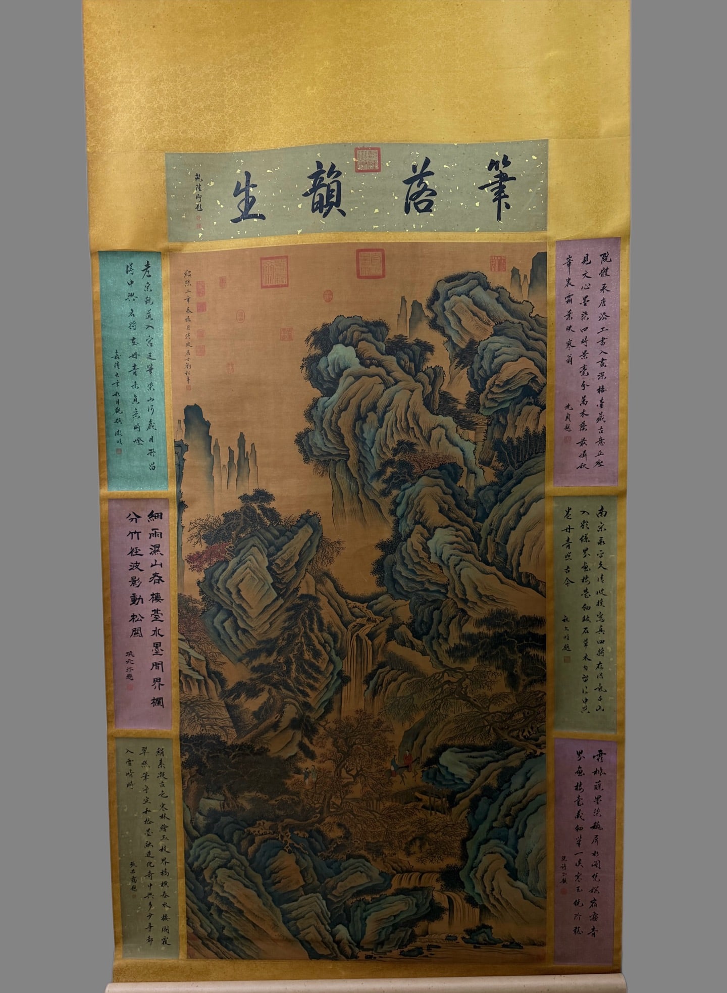 A Chinese Vertical Scroll Ink Painting of Landscape and Figure on Silk,Liu Songnian: A Chinese Vertical Scroll Ink Painting of Landscape and Figure on Silk,Liu Songnian,Size:36.6inx71.7in 一幅中国水墨绢本山水人物&