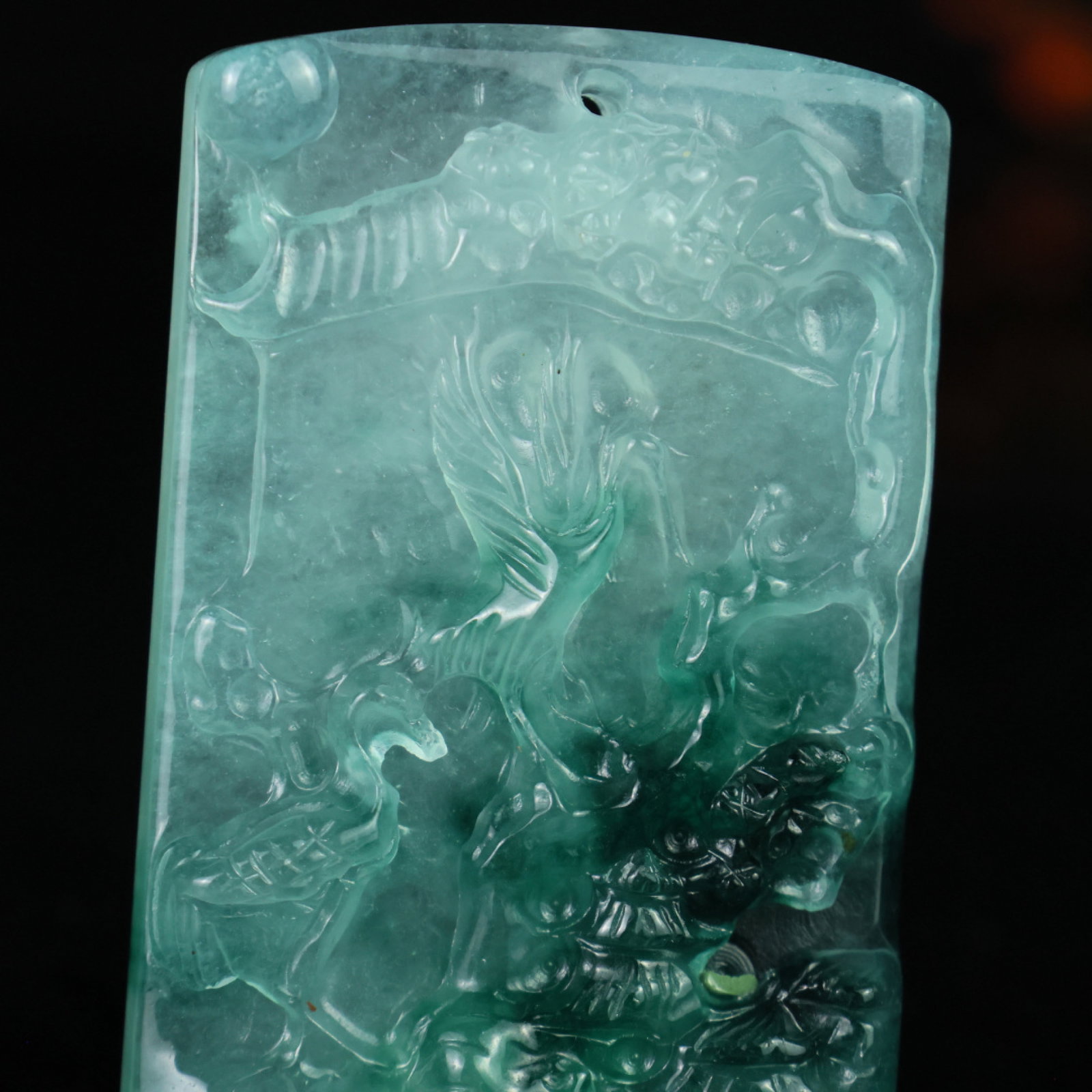 An Exquisite Jadeite Crane Pattern Pendant - 2