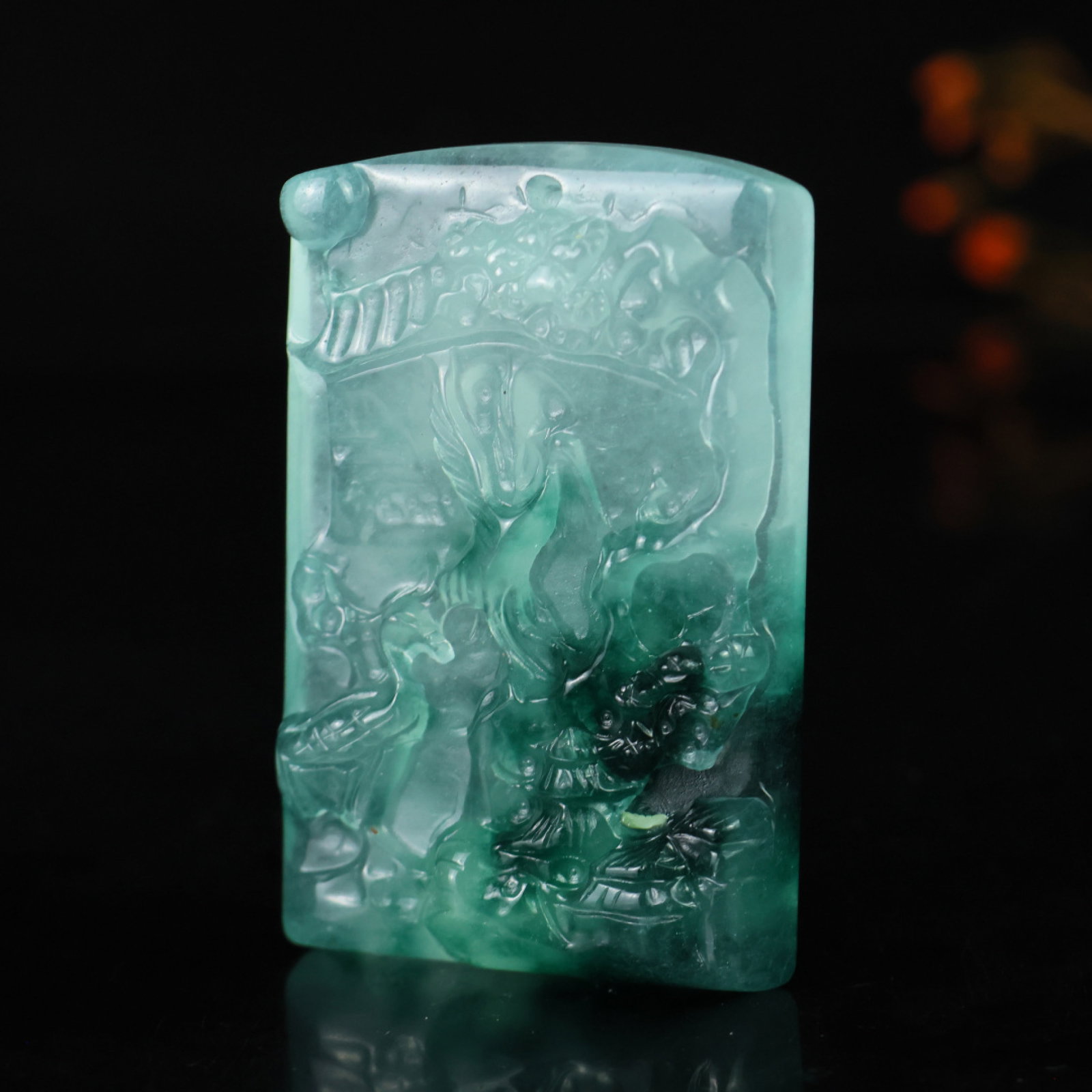 An Exquisite Jadeite Crane Pattern Pendant - 4