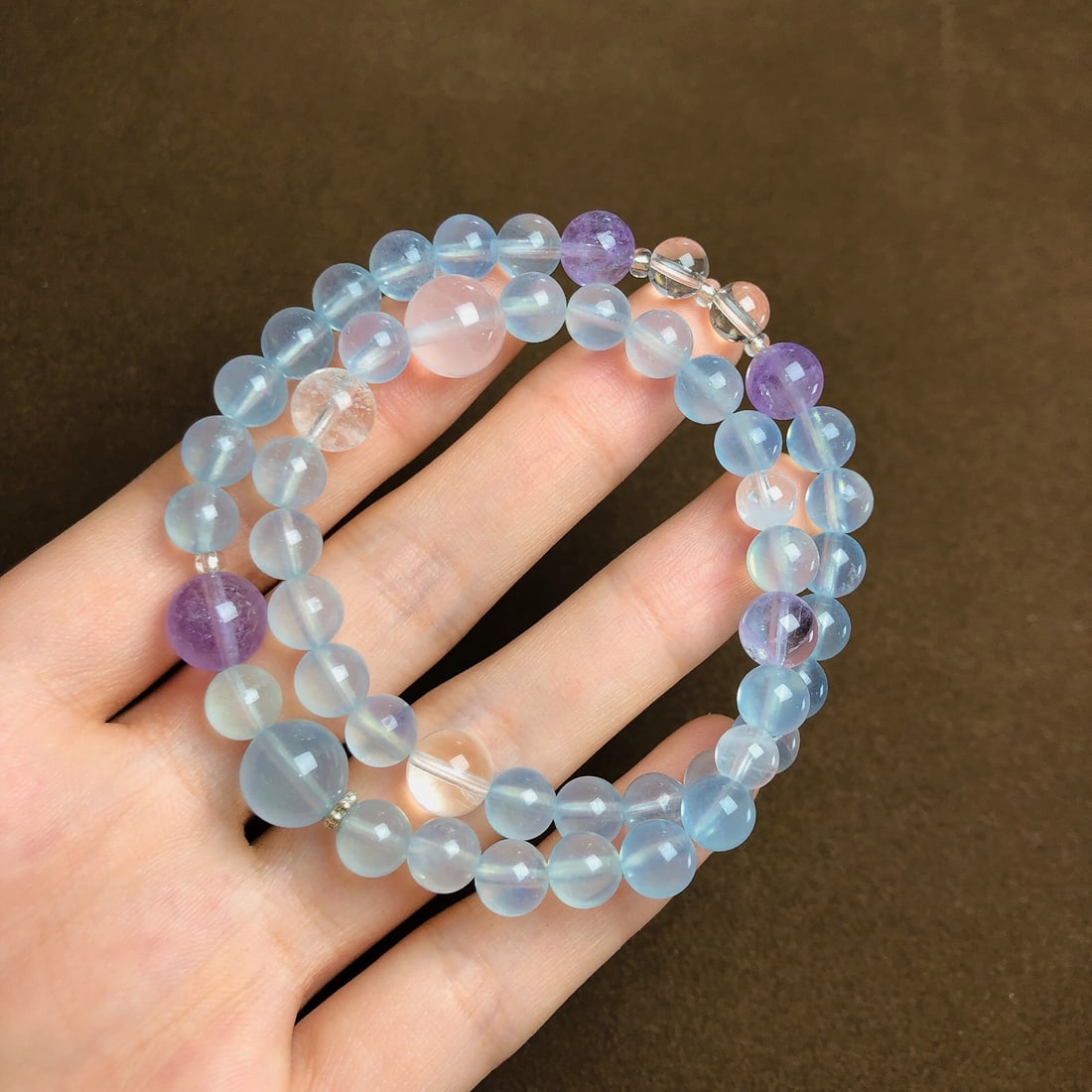 An Exquisite Crystal Aquamarine Bracelets: An Exquisite Crystal Aquamarine Bracelets,Size:7mm,10.2mm,Weight:27.2g 水晶海蓝宝手串