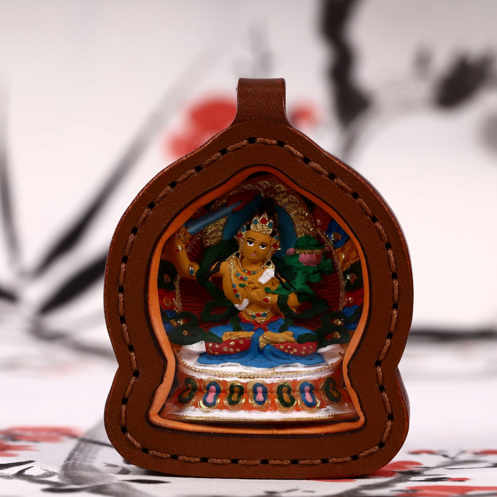 An Exquisite Painted Color Statue of Manjusri Tangka: An Exquisite Painted Color Statue of Manjusri Tangka,Size:5cmx7cm 彩绘文殊菩萨像唐卡