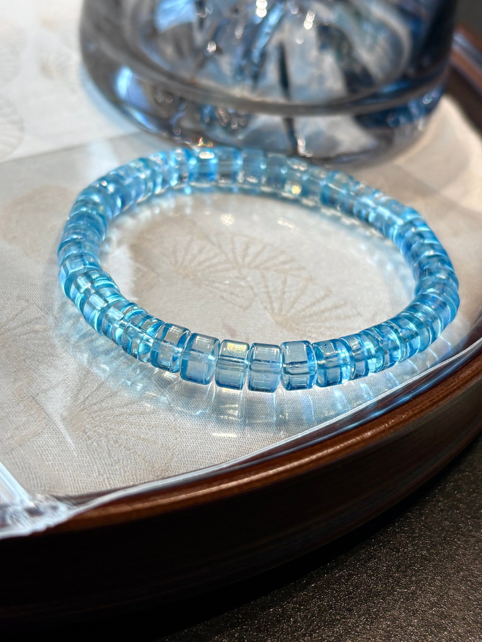 An Exquisite Aquamarine Bracelets: An Exquisite Aquamarine Bracelets,Size: 7.1mm,Weight:17.3g 海蓝宝手串