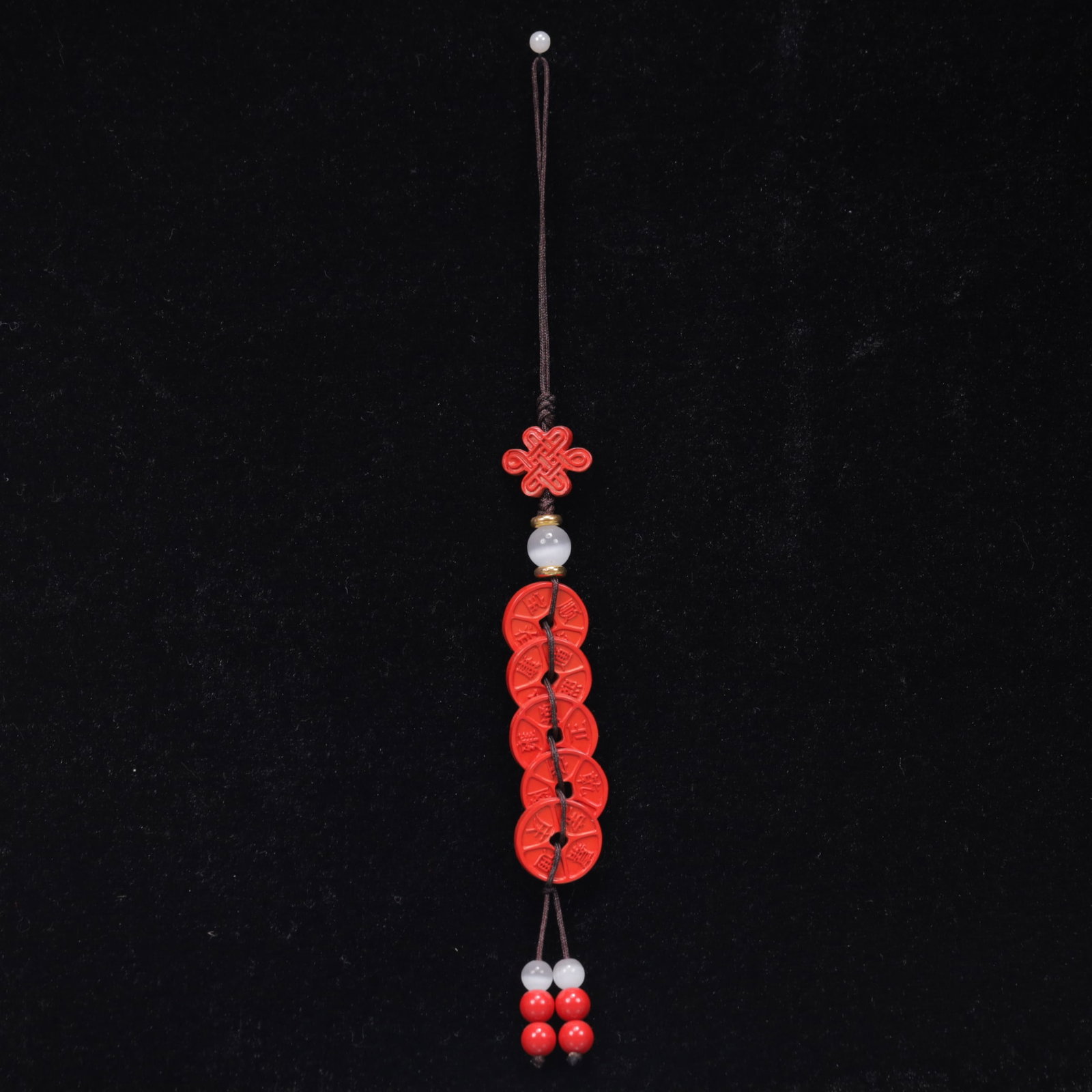 An Exquisite Cinnabar Pendant: An Exquisite Cinnabar Pendant, Size:2cmx8cm, Weight:12g 朱砂挂件