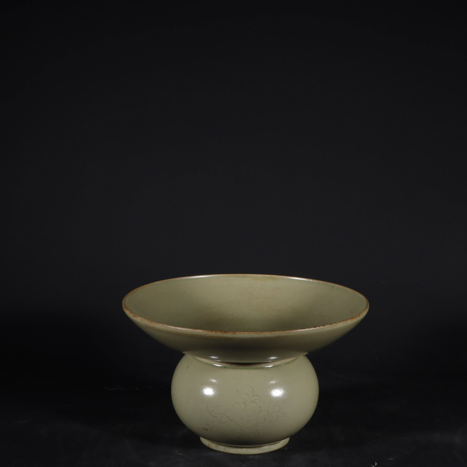 An Exquisite Yue Kiln Secret Celadon Slop Jar Carved With Floral Scroll Patterns (1 of 9)