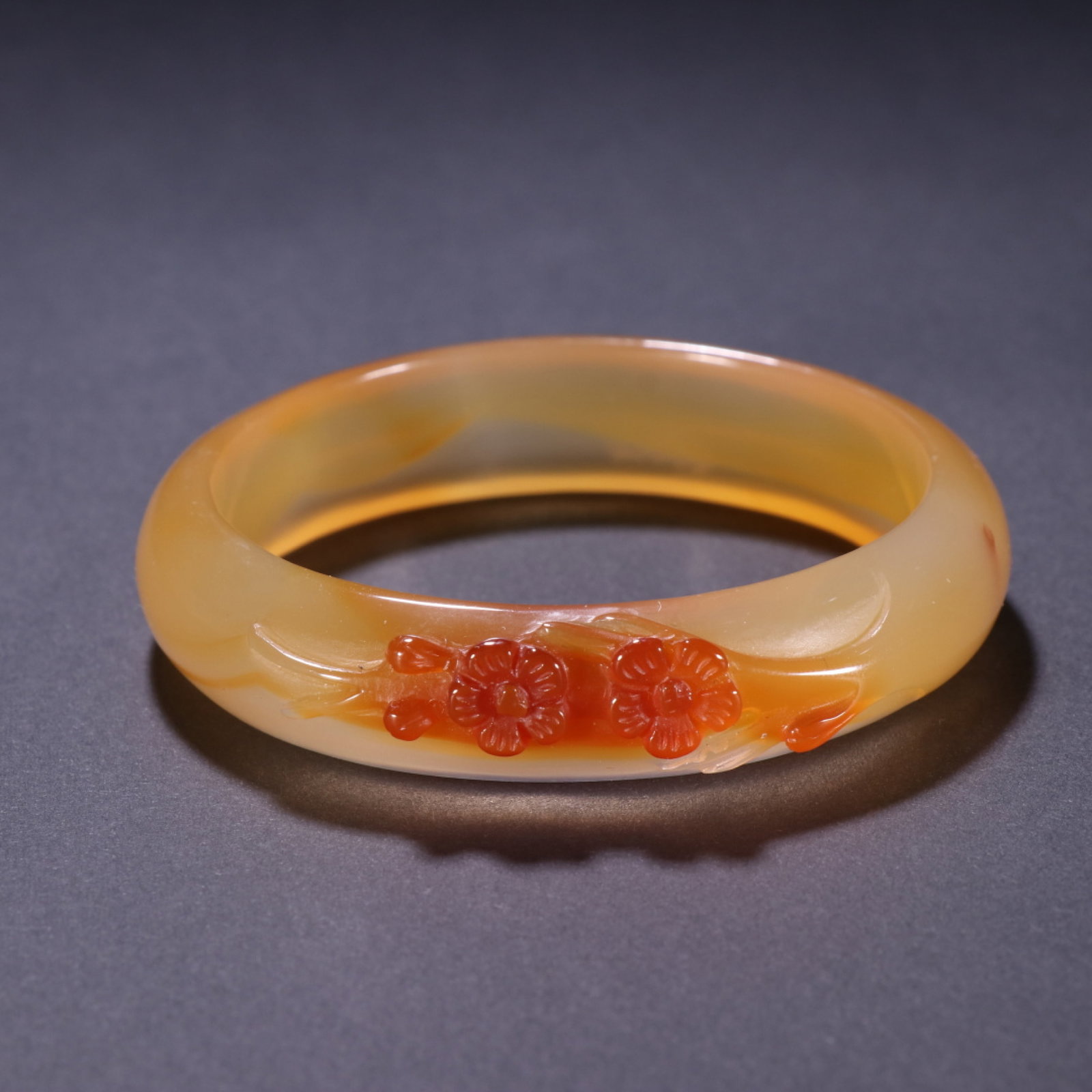 An Exquisite Agate Bangle Carved With Plum Blossom Pattern (1 of 8)