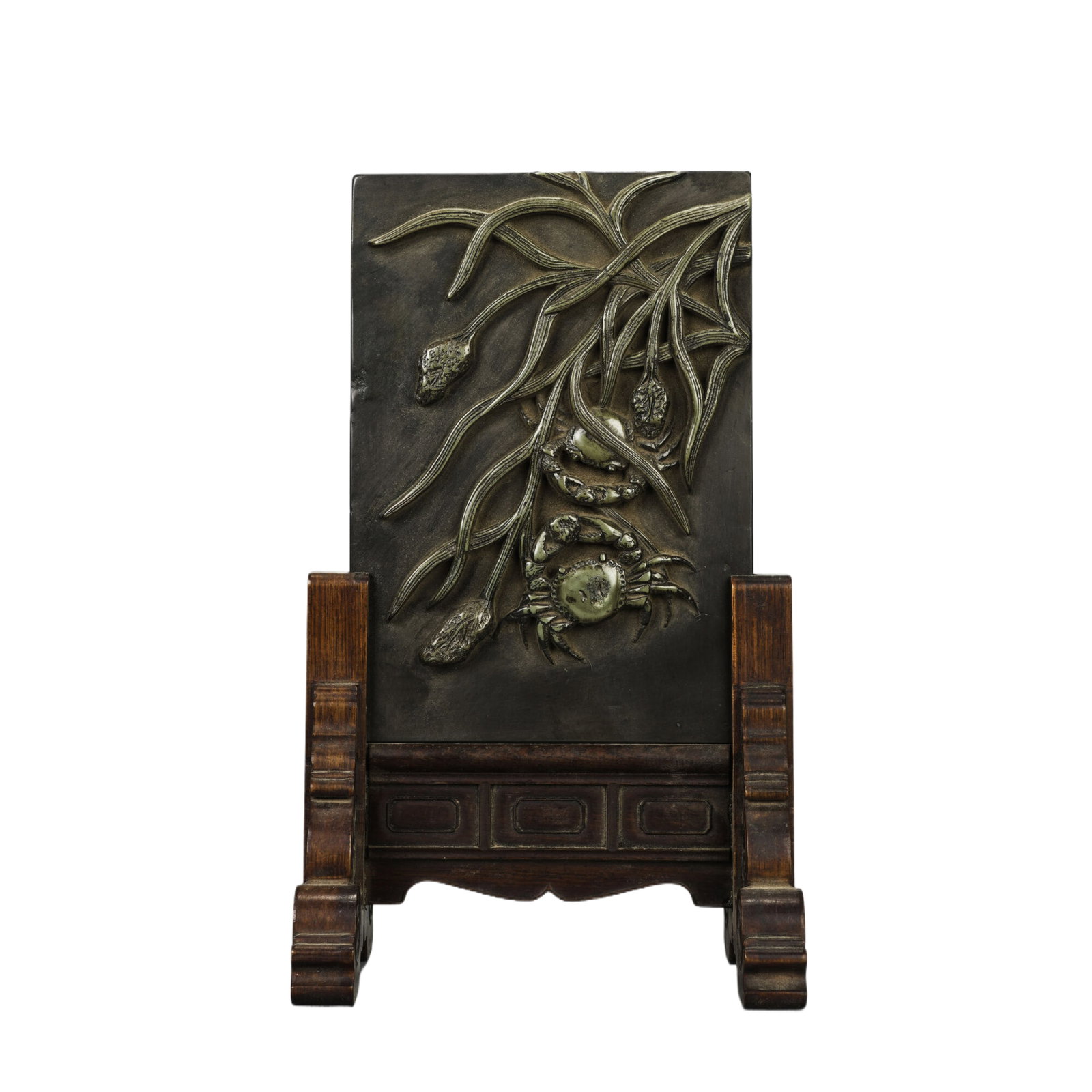 An Exquisite Qiyang Stone Table Screen With Lotus Pond Scenery Patterns (1 of 9)