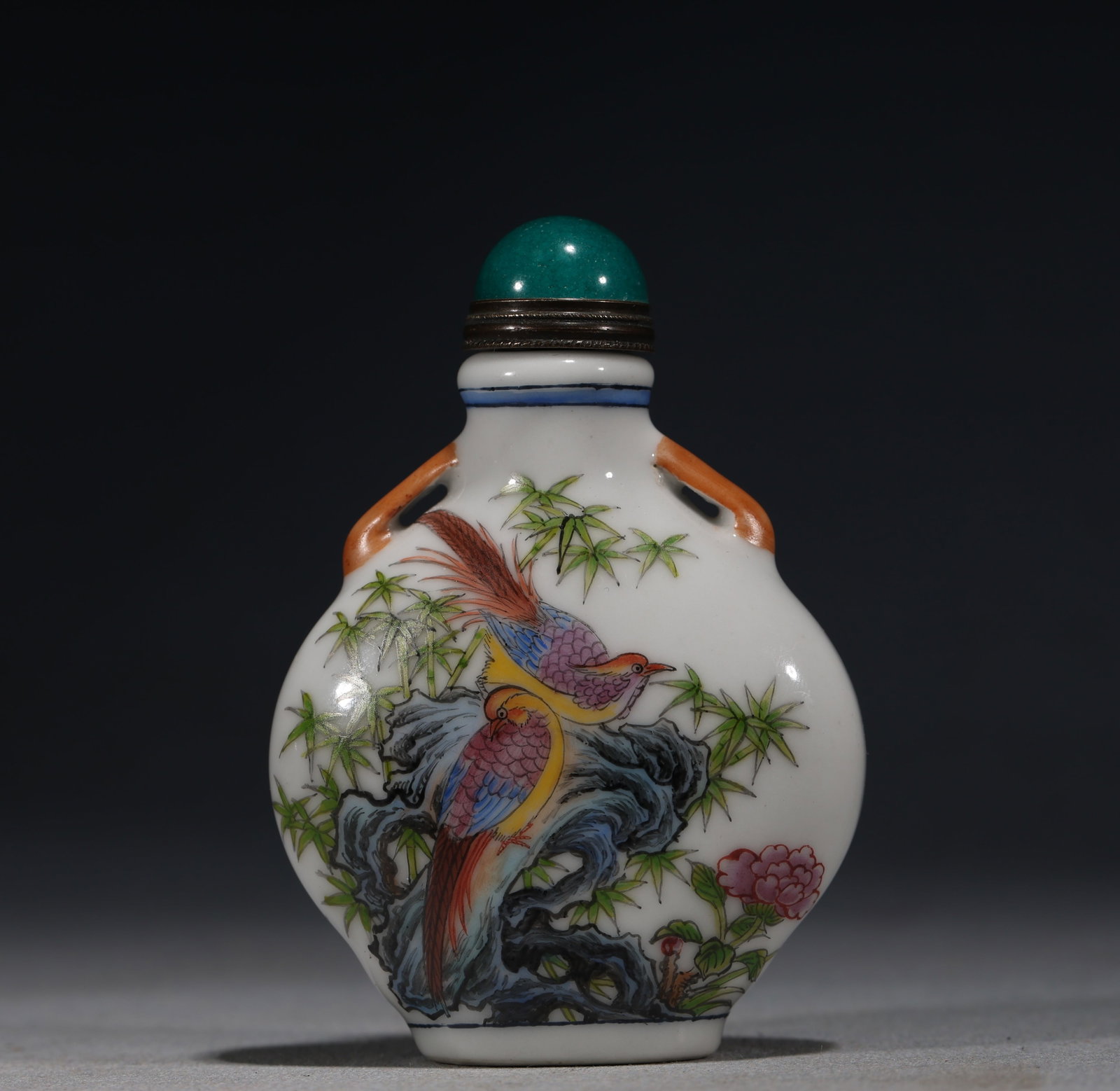 A Chinese Famille Rose Porcelain Snuff Bottle with Birds and Flowers,Qianlong Mark (1 of 5)