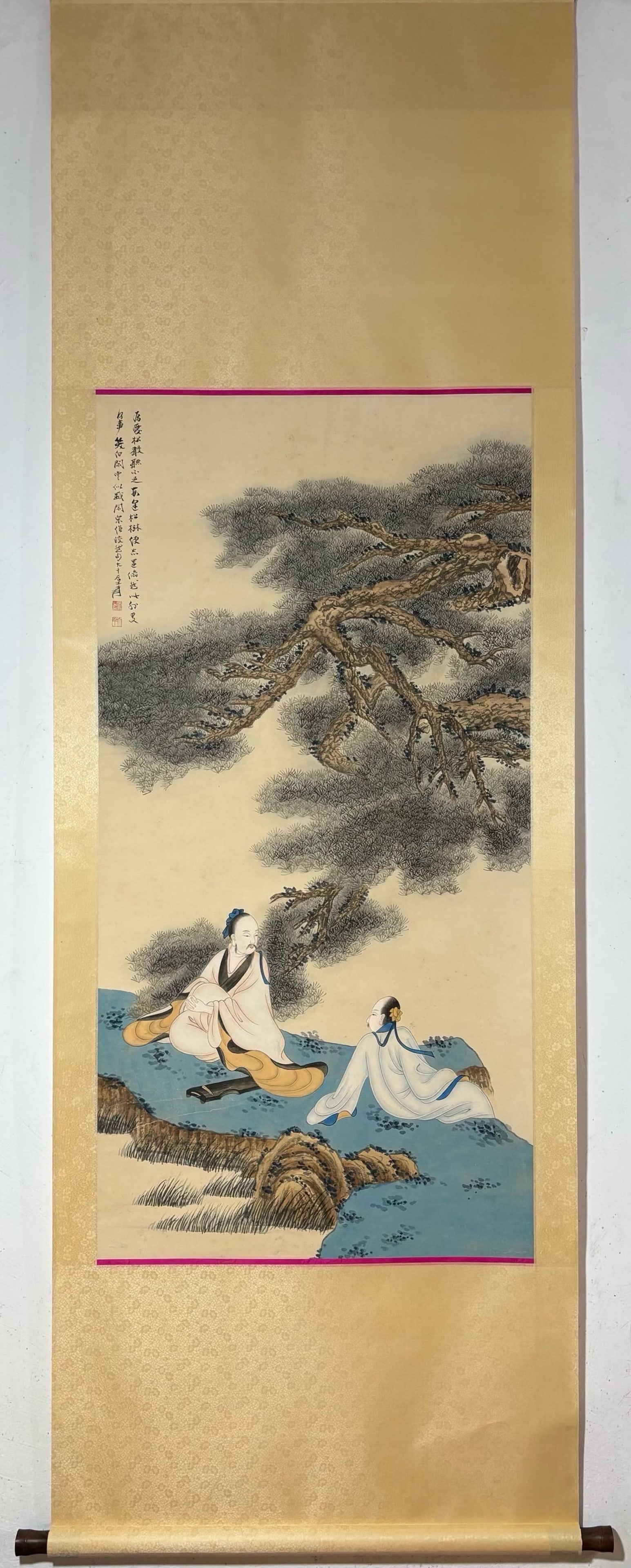 A ChineseInk?on?PaperHangingScroll,ScholarUnderPineTree (1 of 9)