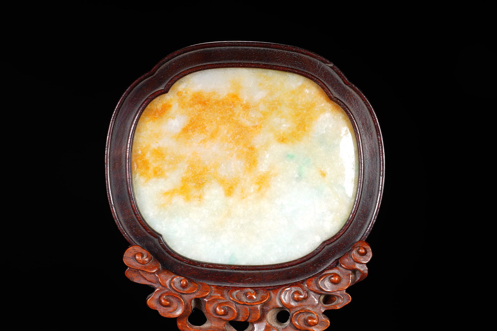 An Exquisite Jadeite Relief Table Screen With Longevity Pattern - 8