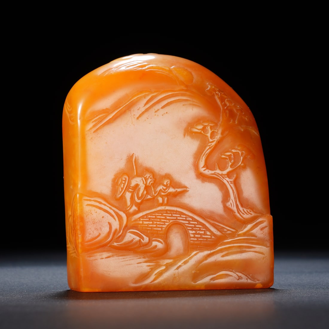 An Exquisite Tianhuang Stone Seal Carved With Landscape And Figures: An Exquisite Tianhuang Stone Seal Carved With Landscape And Figures,Qing